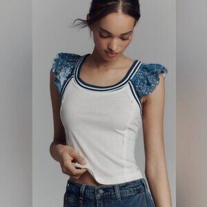 Brand New Women's Pilcro Flutter-Sleeve Fitted Tank Top